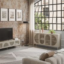 Buffet 4 portes en métal L160cm - Beige - Zio - Métal - Style Industriel