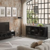 Buffet 4 portes en métal L160cm - Noir - Zio - Métal - Style Industriel