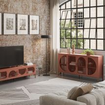 Buffet 4 portes en métal L160cm - Terracotta - Zio - Métal - Style Industriel