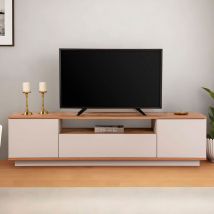 Meuble TV 3 portes en bois L180cm - Beige - Fritz - Bois - Drawer - Style Scandinave