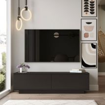 Meuble TV 2 portes en bois L140cm - Noir - Joe - Bois - Drawer - Style Classique
