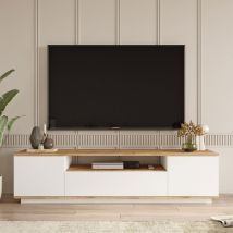 Meuble TV 3 portes en bois L180cm - Blanc - Fritz - Bois - Drawer - Style Scandinave