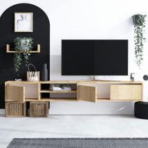 Meuble TV suspendu 3 portes en bois L180cm - Bois clair - Airo - Bois - Drawer - Style Contemporain