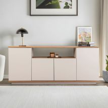 Buffet 4 portes en bois L180cm - Beige - Fritz - Bois - Drawer - Style Contemporain