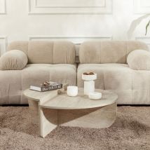 Lot de 2 tables basses effet travertin - Beige - Asya - Travertin - Drawer - Style Scandinave