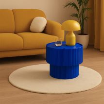 Table d'appoint avec rangement en bois ø38,5cm - Bleu électrique - SAND II - Bois - Drawer - Style Contemporain