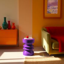 Table d'appoint ronde en aluminium ø26cm - Violet - Clara - Métal - Drawer - Style Contemporain