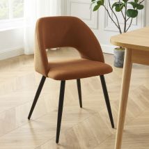 Lot de 2 chaises en velours côtelé et métal - Terracotta - Mills - - Style Vintage