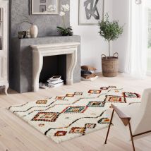 Tapis d'inspiration berbère à motif ethnique - 140x200cm - Zazy - Drawer - Style Ethnique