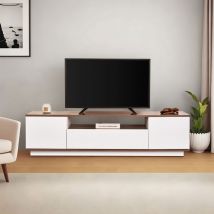 Meuble TV 3 portes en bois L180cm - Blanc - Fritz - Bois - Drawer - Style Scandinave