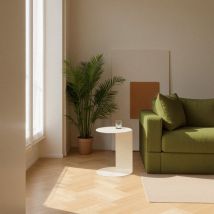 Table d'appoint en métal H50cm - Beige - Jimy - Métal - Drawer - Style Contemporain