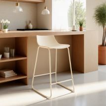 Lot de 4 chaises de bar en plastique et métal H66cm - Beige - Lamer - Métal - Drawer - Style Contemporain