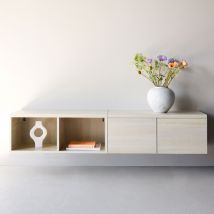 Venture Home - Meuble TV suspendu 2 portes en bois L180cm - Bois blanchi - Nomi - Bois - Style Scandinave