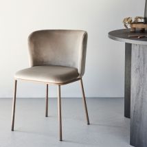 Venture Home - Lot de 2 chaises en velours et métal - Beige - Edina - Style Vintage