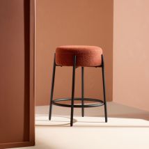 Venture Home - Tabouret de bar en tissu bouclette et métal H70cm - Rouille - Tucson - - Style Contemporain