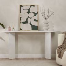 Console ovale en bois L150cm - Blanc - Sam - Bois - Drawer - Style Contemporain