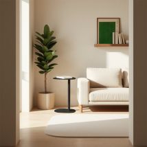 Table d'appoint en métal H66cm - Noir - Sidy - Métal - Drawer - Style Contemporain