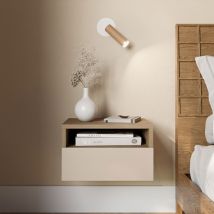 Table de chevet murale 1 tiroir en bois - Beige - Quenor - Bois - Drawer - Style Contemporain