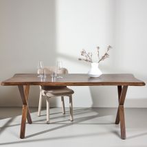 Venture Home - Table à manger 6 personnes en bois effet noyer 180x90cm - Bois foncé - Fiona - Bois - Style Contemporain