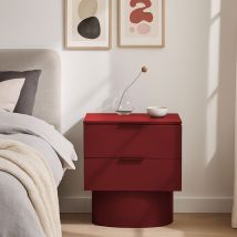 Teulat - Table de chevet 2 tiroirs en bois - Rouge - TOTEM - Bois - Style Contemporain