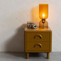 Woood - Table de chevet 2 tiroirs en métal - Marron - Rune - Métal - Style Vintage