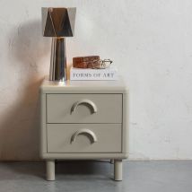 Woood - Table de chevet 2 tiroirs en métal - Beige - Rune - Métal - Style Vintage