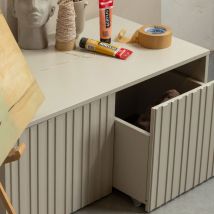 Woood - Banc d'entrée avec rangement en bois L88cm - Beige - New Gravure - Bois - Style Contemporain