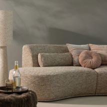 Woood - Lampadaire à pois en métal et tissu bouclette H130cm - Bois clair - Loft - Métal - Style Industriel