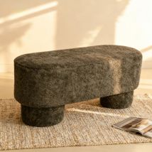 Banc arrondie en tissu bouclette L92cm - Vert kaki - Arlo - Drawer - Style Contemporain,Bohème