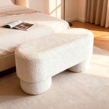 Banc arrondie en tissu bouclette L92cm - Blanc - Arlo - Drawer - Style Contemporain,Bohème