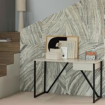 Woood - Bureau en bois et métal avec tiroir - Beige - Nex julius - Bois - Style Industriel