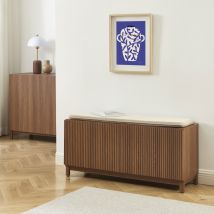 Banc d'entrée avec rangement à chaussures en bois L112cm - Bois foncé - Belly - Bois - Style Contemporain