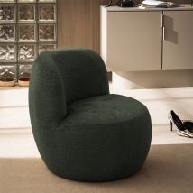 Fauteuil rond en tissu chenille - Vert kaki - Mo - Drawer - Style Contemporain