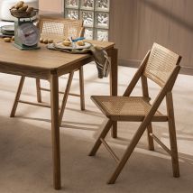 Chaise pliante en cannage et bois - Bois clair - Paula - Bois - Drawer - Style Contemporain