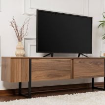 Meuble TV 2 portes en bois et métal L180cm - Bois foncé - Tod - Bois - Drawer - Style Contemporain,Industriel