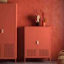 Buffet haut 2 portes en métal H110cm - Terracotta - Adel - Métal - Drawer - Style Industriel
