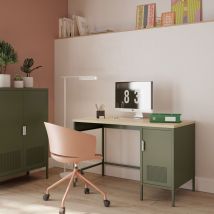 Bureau 1 porte en métal L120cm - Vert - Adel - Métal - Drawer - Style Industriel