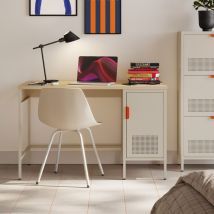 Bureau 1 porte en métal L120cm - Beige - Adel - Métal - Drawer - Style Industriel
