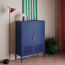 Buffet haut 2 portes en métal H110cm - Bleu - Adel - Métal - Drawer - Style Industriel