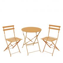 Ensemble table de jardin pliante ronde bistrot et 2 chaises en métal - Jaune - Marseille - Métal - Drawer - Style Industriel,Classique