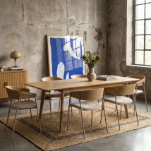 Table à manger extensible 8 à 12 personnes 180-230x80cm - Bois clair - SKOLL - Bois - Drawer - Style Scandinave