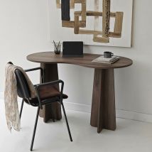 Bureau en bois L120cm - Bois foncé - Lina - Bois - Drawer - Style Contemporain