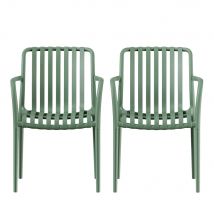 Lot de 2 fauteuils de jardin en résine - Vert - Brano - Plastique - Drawer - Style Classique,Industriel