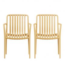 Lot de 2 fauteuils de jardin en résine - Sable - Brano - Plastique - Drawer - Style Classique,Industriel