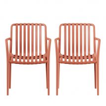 Lot de 2 fauteuils de jardin en résine - Terracotta - Brano - Plastique - Drawer - Style Classique,Industriel
