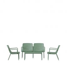 Salon de jardin 4 places en résine - Vert - Moro - Plastique - Drawer - Style Classique,Industriel