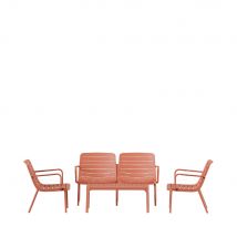 Salon de jardin 4 places en résine - Terracotta - Moro - Plastique - Drawer - Style Classique,Industriel