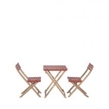 Ensemble table de jardin pliante ronde bistrot et 2 chaises en bois - Terracotta - Dana - Bois - Drawer - Style Bohème,Classique
