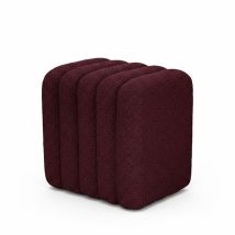 Pouf rembourré en tissu bouclette - Bordeaux - Leto - Drawer - Style Bohème