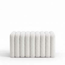 Banc rembourré en tissu bouclette L79cm - Blanc - Leto - Drawer - Style Bohème